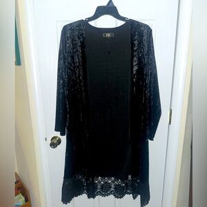 Black Velvet Lace Goth Maxi Cardigan Duster